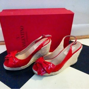 Valentino red patent espadrille wedges size 37